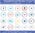 Sketch Social Media Badges - Circle version Royalty Free Stock Photo