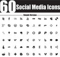 60 Social Media Icons Simple Version Royalty Free Stock Photo