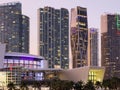 Nice skyline of city Miami FL USA, night view.