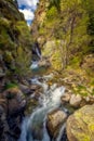 Nice small river and waterfall in valley from mountain Pyrenees of Spain valley name is Vall de Nuria
