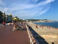 Nice, South of France, Promenade Des Anglais sea and beach view Royalty Free Stock Photo