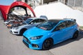 nice sports hot hatch, the blue third generation Ford Focus RS MK3 Royalty Free Stock Photo