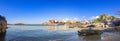 A nice spring view of the old harbor of traditional village Sisi, Crete. Royalty Free Stock Photo