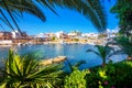 A nice spring view of the old harbor of traditional village Sisi, Crete. Royalty Free Stock Photo