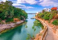 A nice spring view of the old harbor of traditional village Sisi, Crete, Greece Royalty Free Stock Photo