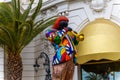 Nice, Statue of Niki de Saint Phalle, mosaic sculpture of Miles Davis in front of Hotel Negresco