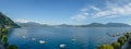 Nice summer day and panoramic view on lake maggiore in cannero riviera resort