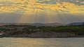 Nice sunbeams over the coastal in Costa Brava in Spain