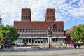 Nice, sunny day in Oslo city centre, view on city hall, Norway, 28.june 2016