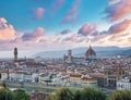 Nice sunny skyline of Florence. Panoramic view, aerial skyline of Florence Firenze Cathedral of Santa Maria del Fiore, Ponte Royalty Free Stock Photo