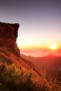 Nice sunrise in morning on Phu Chi Fa mountain, Chiang Rai, Thailand Royalty Free Stock Photo