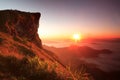 Nice sunrise in morning on Phu Chi Fa mountain, Chiang Rai, Thailand Royalty Free Stock Photo