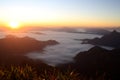 Nice sunrise in morning on Phu Chi Fa mountain, Chiang Rai, Thailand Royalty Free Stock Photo