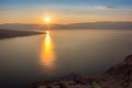 Nice sunrise on sea, Baska island Krk Croatia Royalty Free Stock Photo