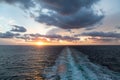Nice Sunset Beyond Ships Wake