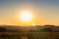 Nice sunset on hill and meadow, Czech landscape Royalty Free Stock Photo