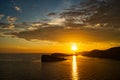 Nice sunset on the Kornati Islands national park archipelago view, landscape Croatia in Europe