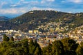 Nice panorama with Riquier, Cimiez and Saint Roch historic old town with Alpes mountains at French Riviera in France Royalty Free Stock Photo