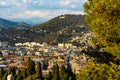 Nice panorama with Riquier, Cimiez and Saint Roch historic old town districts with Alpes mountains at French Riviera in France Royalty Free Stock Photo