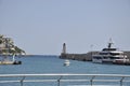 Nice, 5th september: The Lighthouse in the Port Lympia from the Bay of Nice Royalty Free Stock Photo