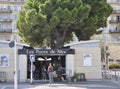 Nice, 5th september: Souvenirs shop La Puces de Nice on Quai Lunel of Nice Port Lympia Royalty Free Stock Photo