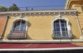 Nice, 4th september: Windows of Historic Building from old Cours Saleya Market of Nice Royalty Free Stock Photo
