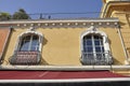 Nice, 4th september: Windows of Historic Building from old Cours Saleya Market of Nice Royalty Free Stock Photo