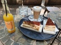 Nice tiramisu pie and coffee. Ate in Duisburg. Yummy!