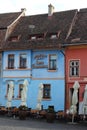 Cozy city hotel Sighisoara Romania delightful walk Transylvania streets Royalty Free Stock Photo