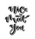 Nice to meet you, hand drawn lettering isolated. Design element