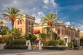 Nice traditional building at Valletta with palm trees - Malta Royalty Free Stock Photo