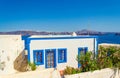 Traditional Greek island house Manolas village Therasia cliff top Greece Royalty Free Stock Photo