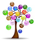 Nice tree with colorful smilies with different exp Royalty Free Stock Photo