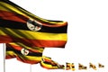 Nice feast flag 3d illustration - Uganda isolated flags placed diagonal, picture with selective focus and place for content