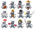 Nice vector cartoon wolfs set Royalty Free Stock Photo