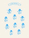 Christmas emotions snowman icon set.