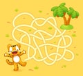 Help tiger cub find path to palm. Labyrinth. Maze game for kids