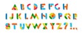 Multicolor abc kids wooden letters on white background