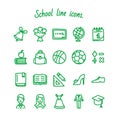 School line icons set. September 1. Day of knowledge.