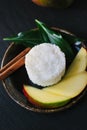 Nice vegetarian sticky rice with mango pieces.