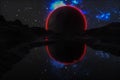 Nice view of an alien planet 3d rendering Royalty Free Stock Photo