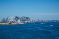 View of Boston from Harbor Under Clear Blue sky Royalty Free Stock Photo