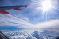 Nice view of cloud and sky from airplane window Royalty Free Stock Photo