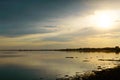 Nice view of the estuary. Sunset over the sea.