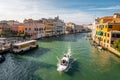 Nice view of grand canal and the classical building in venetian styles from Accademia bridge during evening in Venice , Italy Royalty Free Stock Photo
