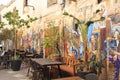 Nice view of the historic buildings and cafes in the center of Nicosia, Cyprus