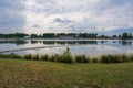 Nice view of Idroscalo lake park at rainy day Royalty Free Stock Photo