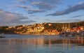 Nice view of Jelsa city at sunset on Hvar Royalty Free Stock Photo