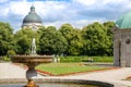 Nice view on the pavilion of diana in the center of munich hofg