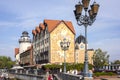 Nice view of the `Rybnaya Derevnya` complex. Early autumn. The city of Kaliningrad. Royalty Free Stock Photo